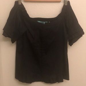Black ruffle off the shoulder top